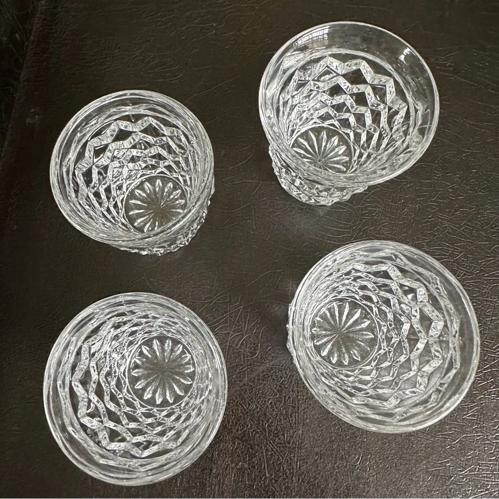 Fostoria American Clear 2056 Whiskey or Shot Glasses- FOUR- Excellent Condition